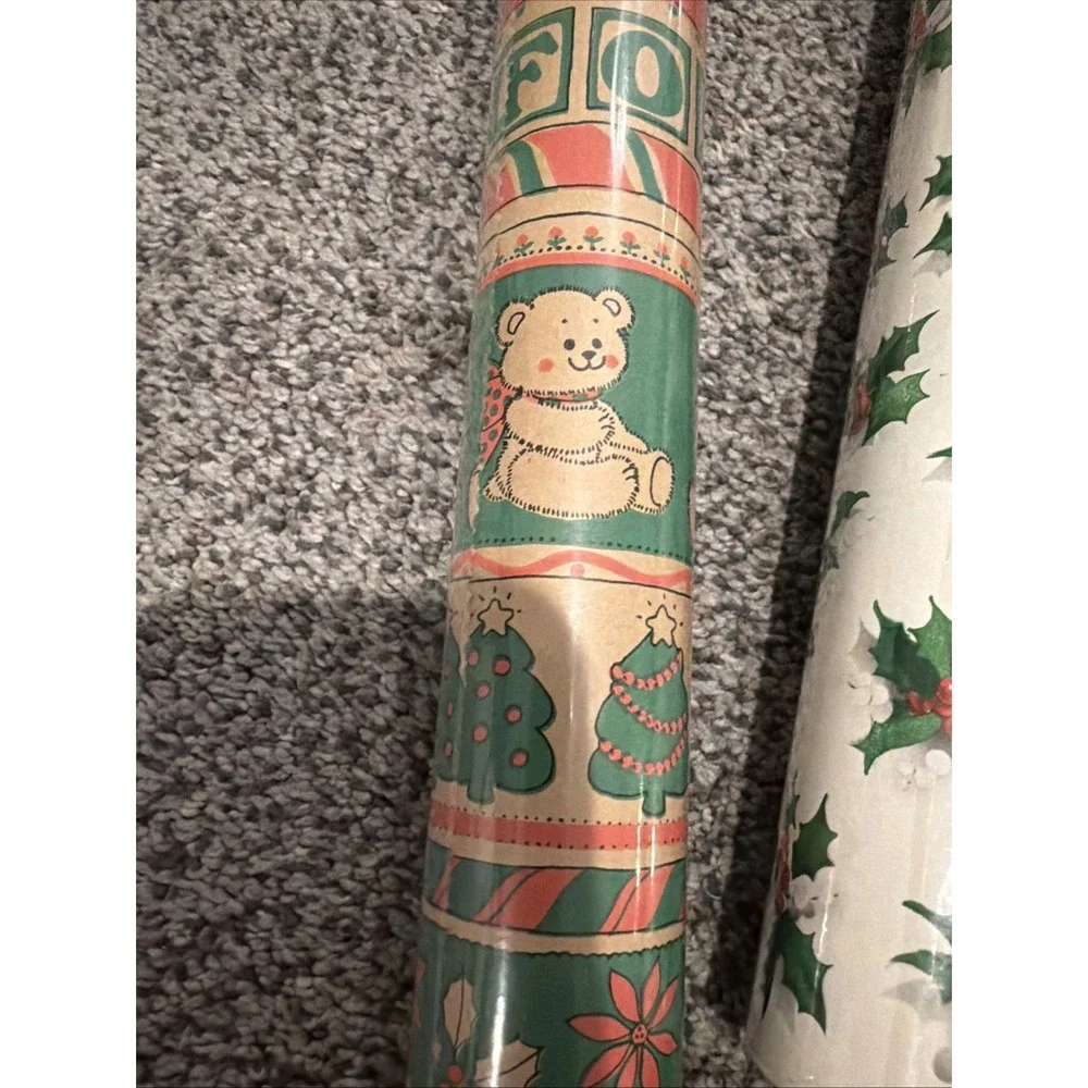 Vtg Christmas Wrapping Paper Rolls Lot 7 New Sealed Cleo, Norcross, Gibson, Hugg